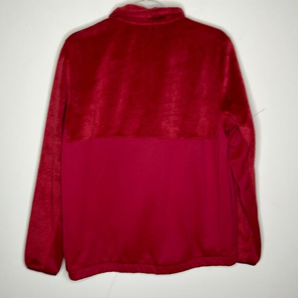 Adidas Red Fleece Sweater Pullover 1/2 Zip Front Zipper Pocket Women Size Large - Picture 3 of 7